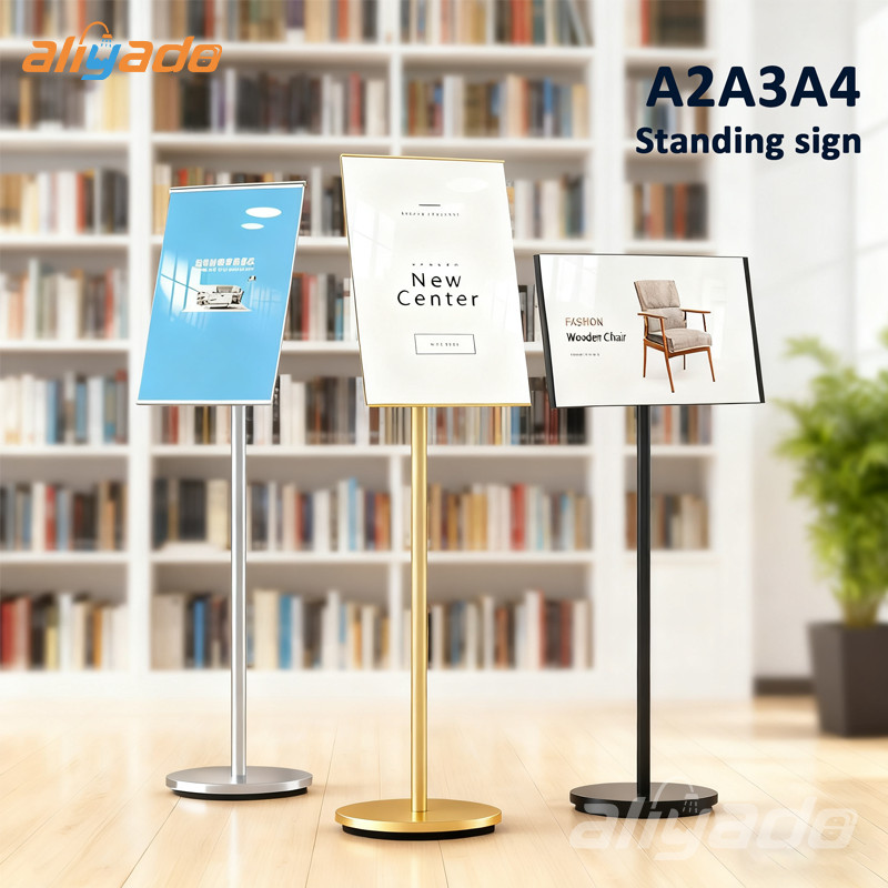 Standing Sign Frame A4/A3/A2 Adjustable Display Floor Standing Acrylic Untuk Welcome Sign Cafe Resto