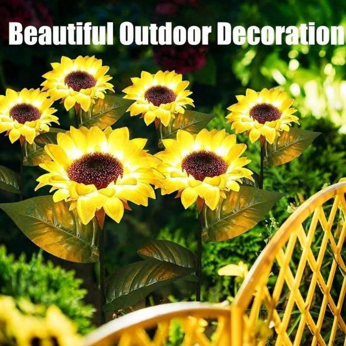 LED Solar Sunflower Lampu Hias Taman Tenaga Surya / Lampu Tancap Dekorasi Taman Solar