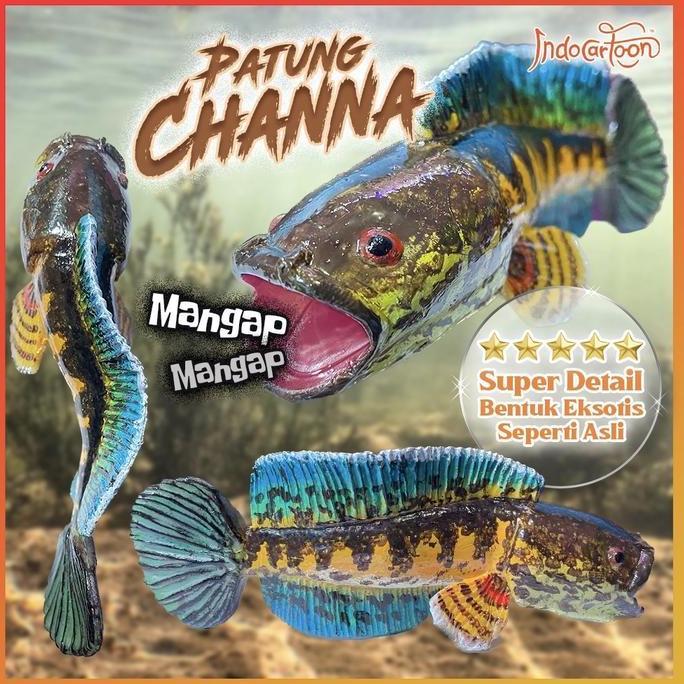 Tokowatishop - Patung Ikan Channa Mangap Resin Premium Dekorasi Akuarium Super Detail Koleksi Unik