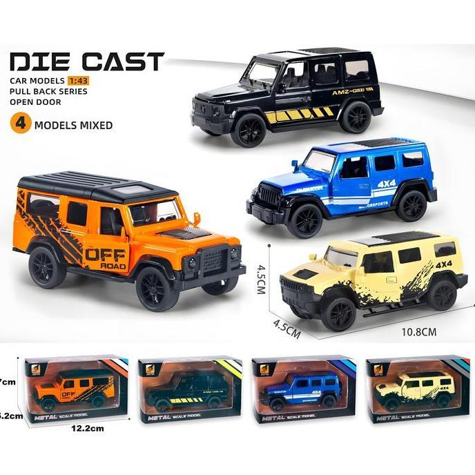 Tikarigeovani - Miniatur Diecast 1:43 Brabus Hummer Rubicon Wrangler Pull Back Mainan Anak Laki-Laki