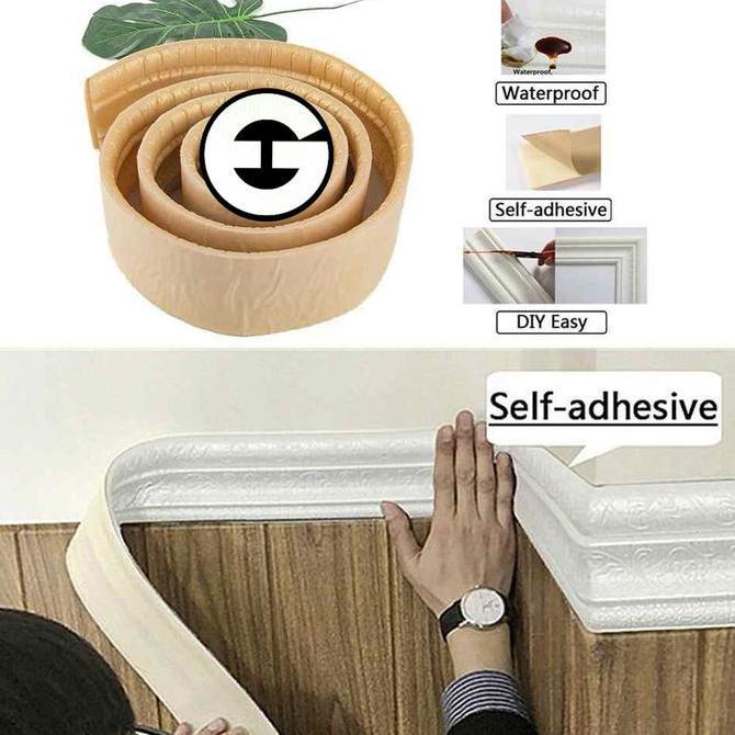 Promo (Cod) Eg Wall List Border 3D Foam Wallpaper Wallborder Stiker Dinding Bahan Foam Empuk Warna P