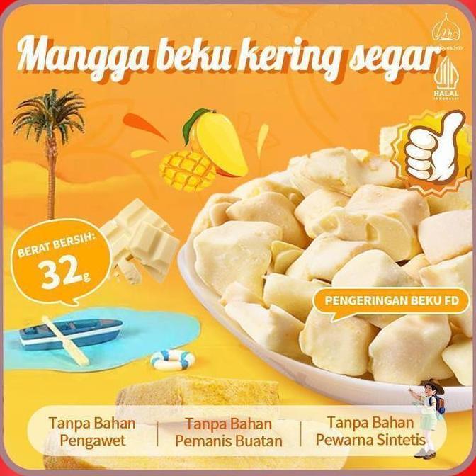 Ready [Luckymore] HALAL Mangga Beku Kering Renyah Berlapis Coklat, Cemilan Sehat, Mangga Kering, Ker