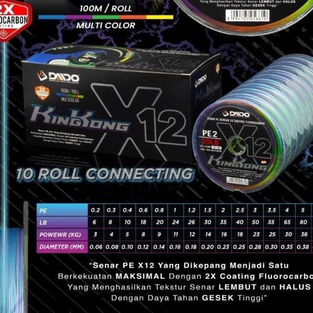 senar pancing pe braid daido kingkong x12 pe kuat pilihan pe 1 smp 6