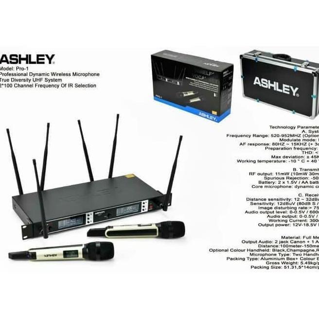 Mic Wireless Ashley Pro 1 Handheld Pp 6Antena Terbaik Merah
