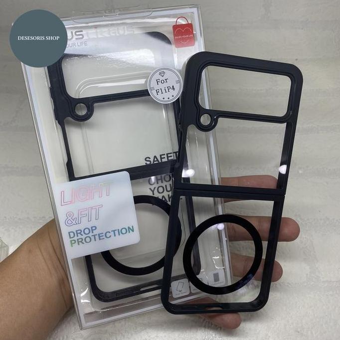 TERBARU - Magnetic Case for Samsung Z Flip 4 / Z Flip 3 Casing Hybrid Silicone Support Wireless Char