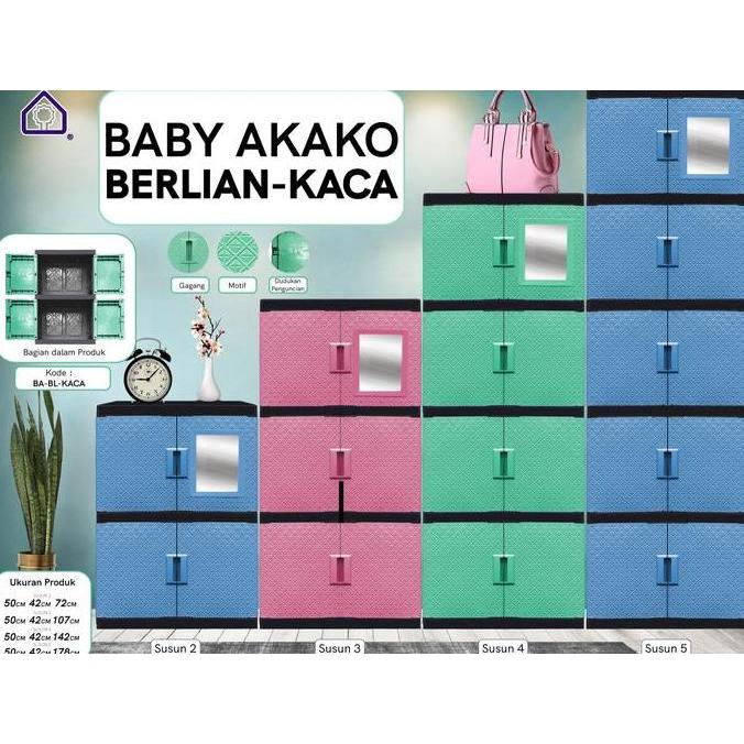 TERMURAH - AKAKO - LEMARI PAKAIAN ANAK PLASTIK AKAKO BABY "BERLIAN" /KODE: BA-BL