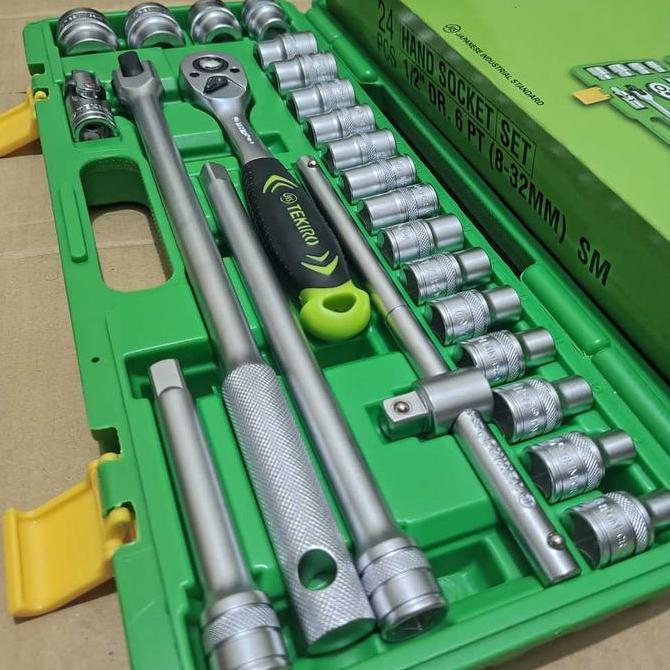 KUNCI SHOCK SET TEKIRO 24 PCS FULL SET 8 - 32 MM TOOL BOX BESAR RACHET COD / TERSEDIA JUGA KUNCI SOK