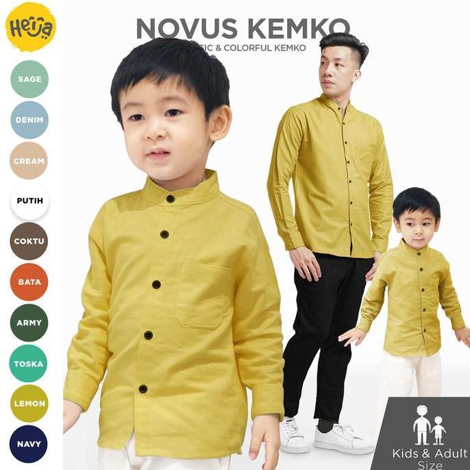 KEMEJA KOKO ANAK LENGAN PANJANG Couple Ayah - KUNING LEMON | NOVUS