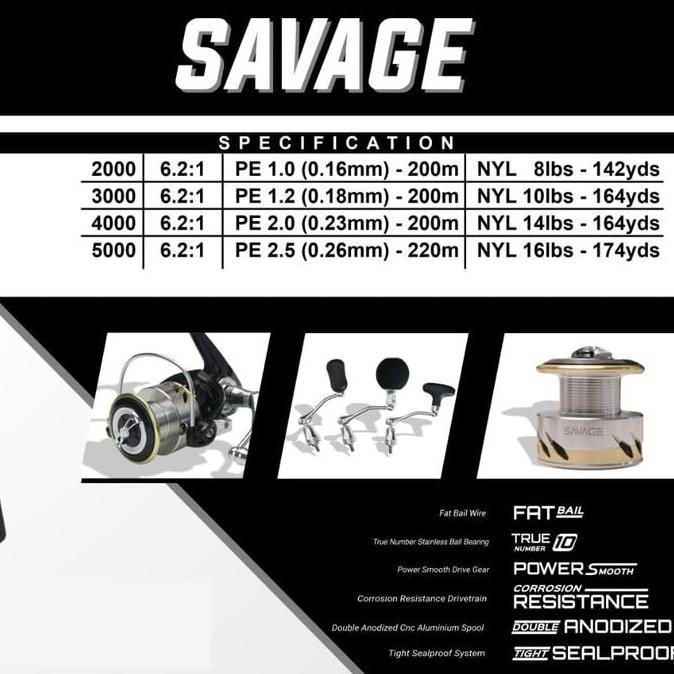 Reel Tridentech Savage Reel Pancing Spinning Power Handle