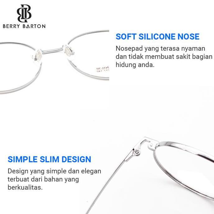 Kacamata Minus Frame Bulat Titanium Elastis Photocromic Blueray 9127