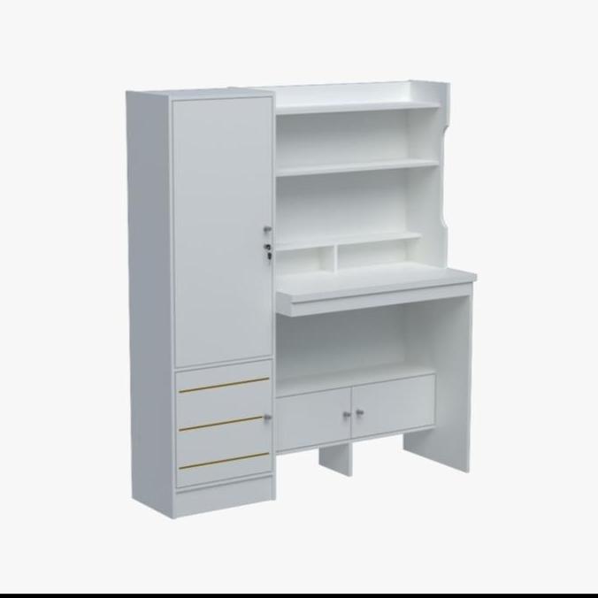 PROMO DISKON - Meja belajar rak buku anak putih polos BANDUNG