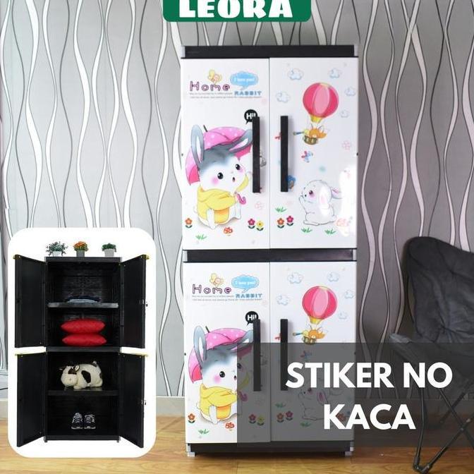 TERLARIS - LEORA Lemari Pakaian Plastik ORLANDO STANDAR (Tidak ada Cermin) Lemari Baju Kunci Lemari 