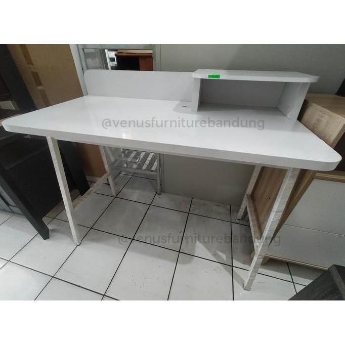 TERMURAH - Meja belajar komputer tulis putih kaki besi 100cm minimalis BANDUNG