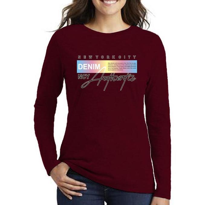 DS28 >> Kaos Wanita Lengan Panjang (DTF DENIM) Oblong Lengan Panjang Kaos Dis