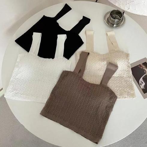 DV341 - [ KHAEFASHION ] - BR254 Tanktop Bra Korea Tali Lebar Wanita Crop Top Bra Motif Transparan Ad