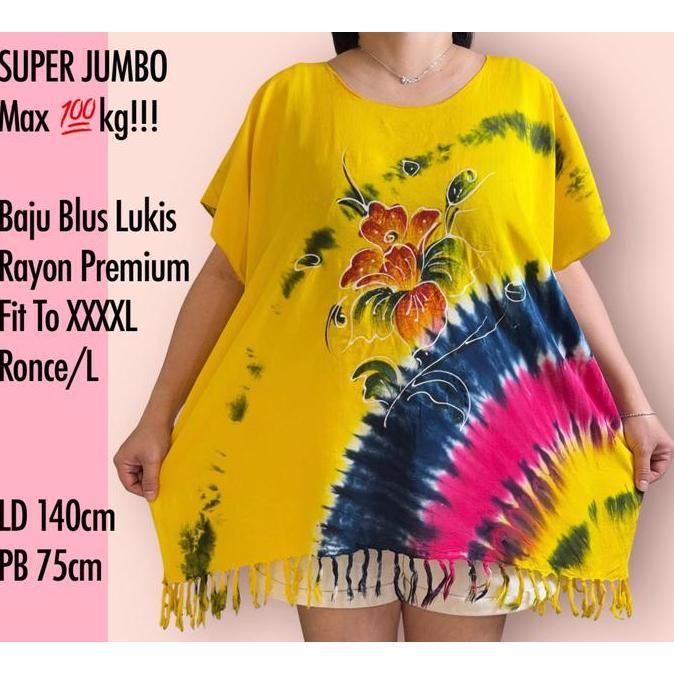 DV41 - BUKAN DASTER TAPI Baju Bali Blus Lukis Jumbo LD 140 Fit to 4XL - Terbuat dari Bahan Rayon Pre