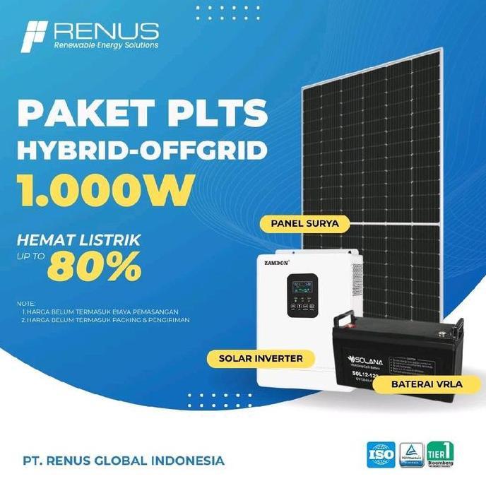 PAKET PLTS HYBRID OFFGRID 1000W SIAP PASANG