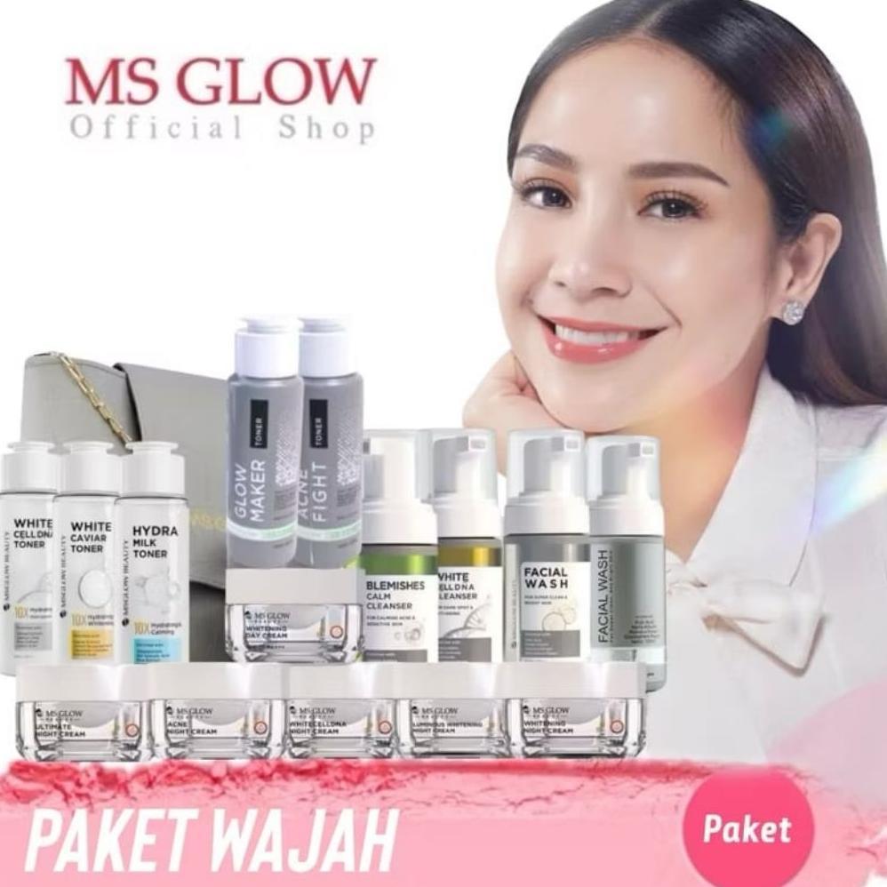 RM MS GLOW All Produk Paket Wajah Free Pouch Kosmetik/BB/Ecer Whitening Night Cream/Luminous/Malam U