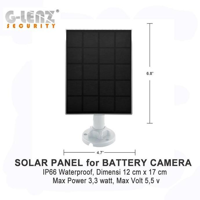 GLENZ SOLAR PANEL FOR CCTV BATTERY - POWER 5W - 5 Volt / SP-5W