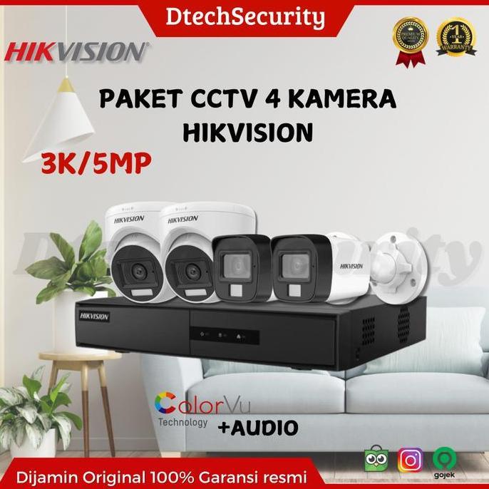 TERBARU PAKET PASANG CCTV 4 CAMERA COLORVU AUDIO HIKVISION PASANG SETTING CCTV PROMO