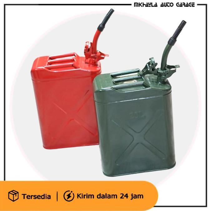 Jerigen Besi 20 Liter + Corong - Model Tutup Klip - Jerigen Offroad GAN