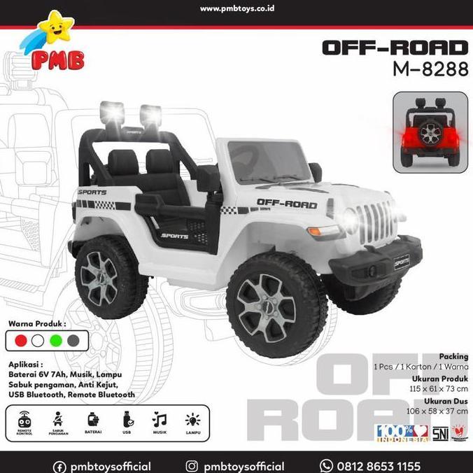 MOBIL AKI MAINAN ANAK JEEP OFF-ROAD PMB M-8288 M8288 M 8288