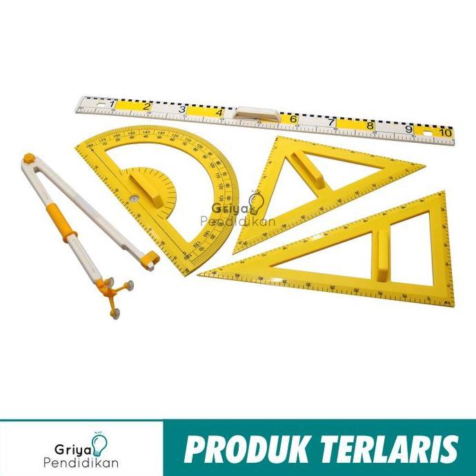 Set Penggaris, Busur, Jangka Besar Untuk Guru Promo Premium