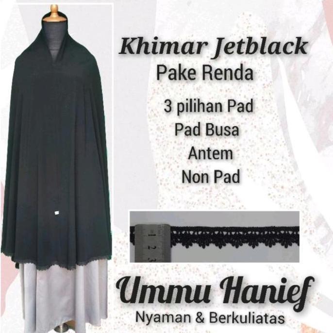 khimar jetblack pakai renda hitam bahan jetblack leuwitex Terlaris