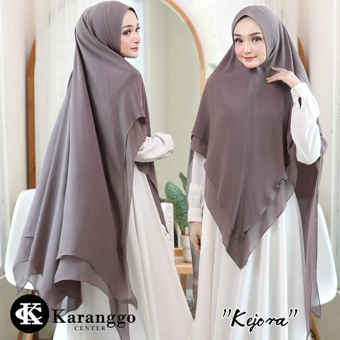 Hijab Khimar  Syar'i Mewah Model Pari Lancip Depan Kimar Syari Jumbo Kejora by Karanggo Ceruty Layer