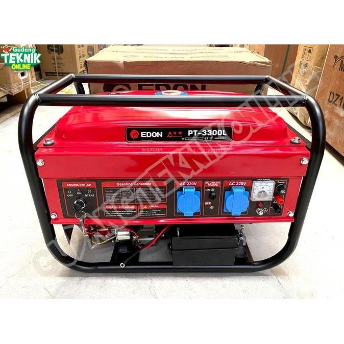 GENSET 3000W EDON PT-3300 PT-3300L MANUAL STARTER AVR / POWER GENERATOR LISTRIK 3000 WATT BENSIN 4 T