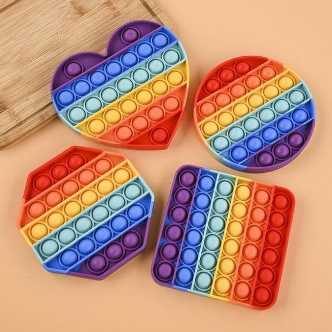 Mainan Bubble Toys Fidget Pop it Rainbow Love Gurita Mainan Anak Anti Stress Murah