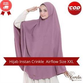 Jilbab Hijab Kerudung Syar'i Jumbo Bergo Instan Besar Pet Antem Bahan Crinkle Airflow Seragaman Kodi