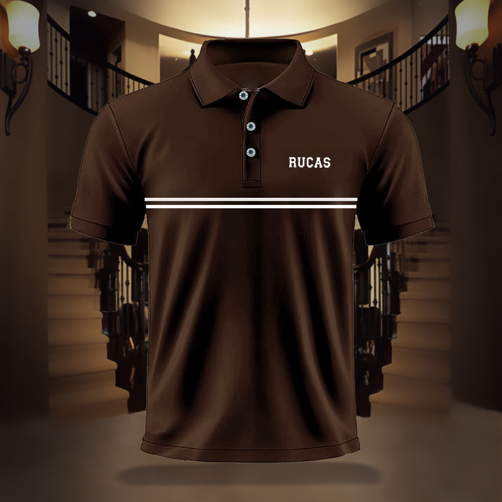 PROMO Kaos Polo Distro Pria Adem Nyaman Keren || Kaos Polo Distro Pria Logo Rucas Strip Dada Putih