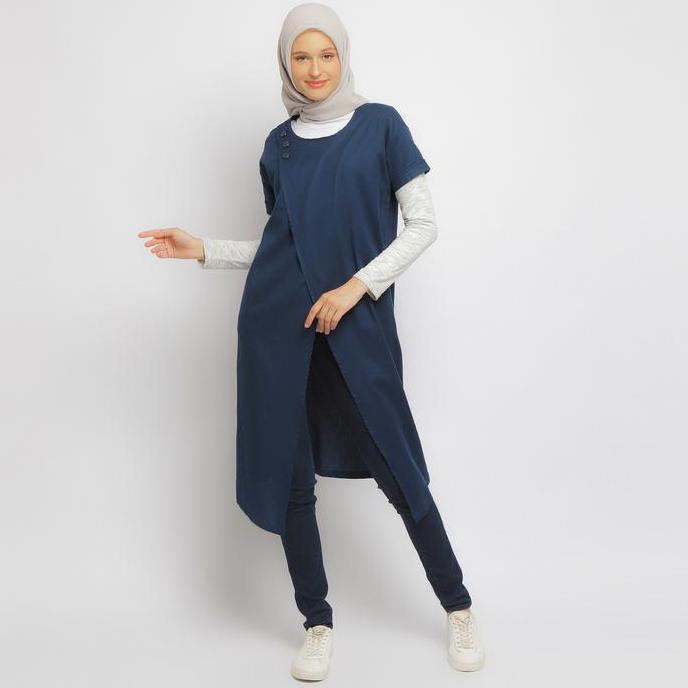 Flamoush Kabira Navy Kemeja Casual Wanita