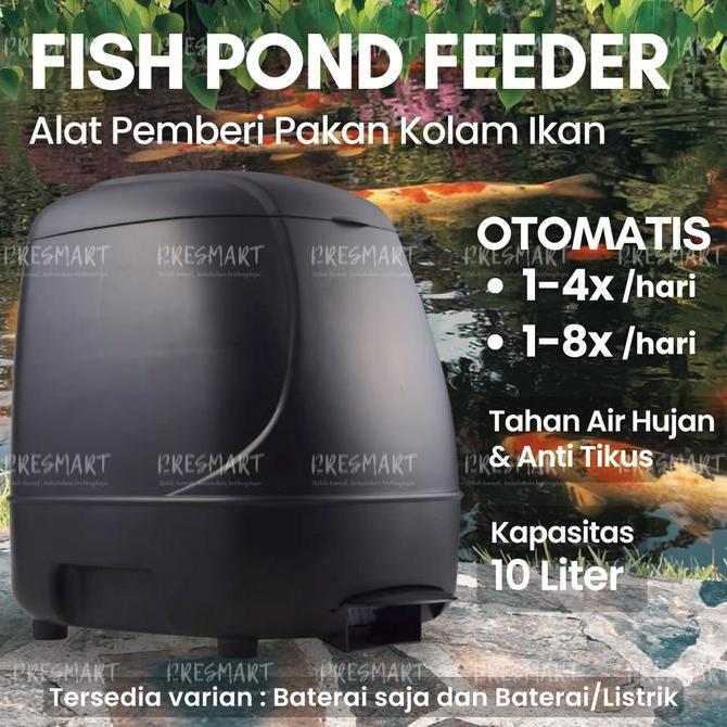 Auto Fish Pond Food Timer Feeder 10L Automatic Pemberi Pakan Makanan Otomatis Autofeeder Kolam Ikan 