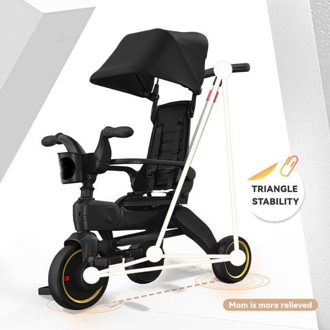 Topborn Stroller Bayi Mainan Sepeda Roda Tiga Dapat Dilipat Kereta Dorong Multifungsi
