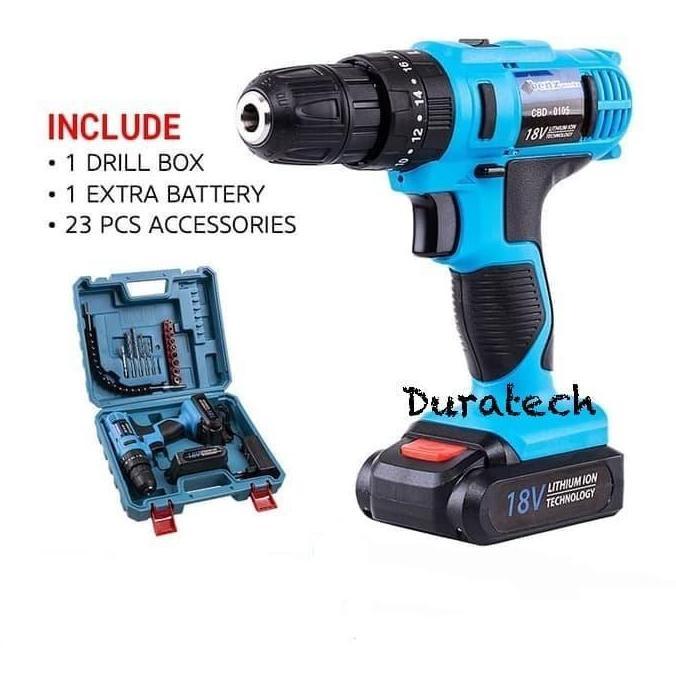 Bor Baterai Cordless lmpact Drill 18V / Bor Tangan torque baterai Benz werkz