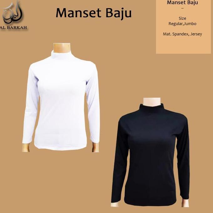 Manset Baju Dalaman Wanita Jersey Inner High Neck Panjang Polos Dalaman Gamis Kebaya Fit Hitam