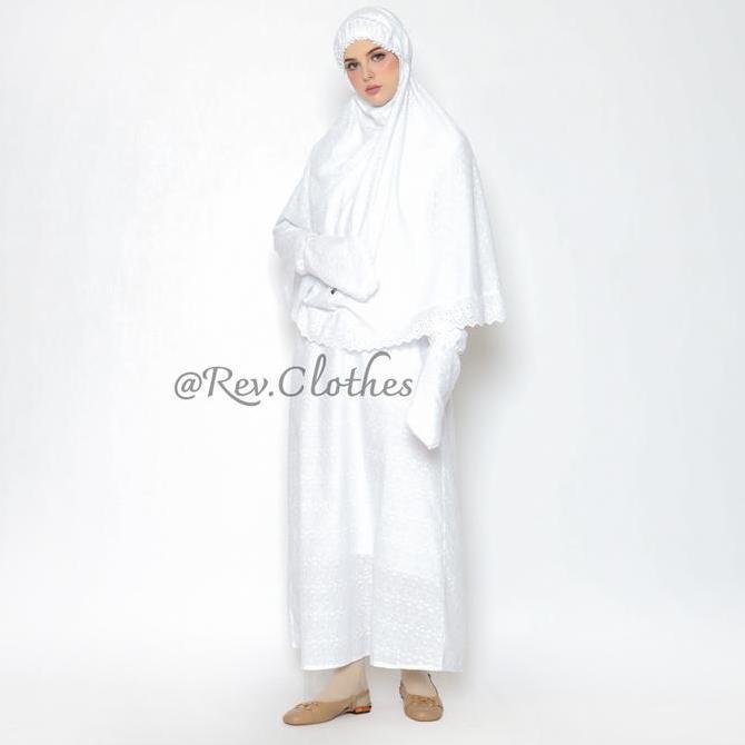 Gamis umroh wanita set lengkap Baju Ihram Wanita full Bordir Baju Muslim Wanita Bergo Syari Terlaris