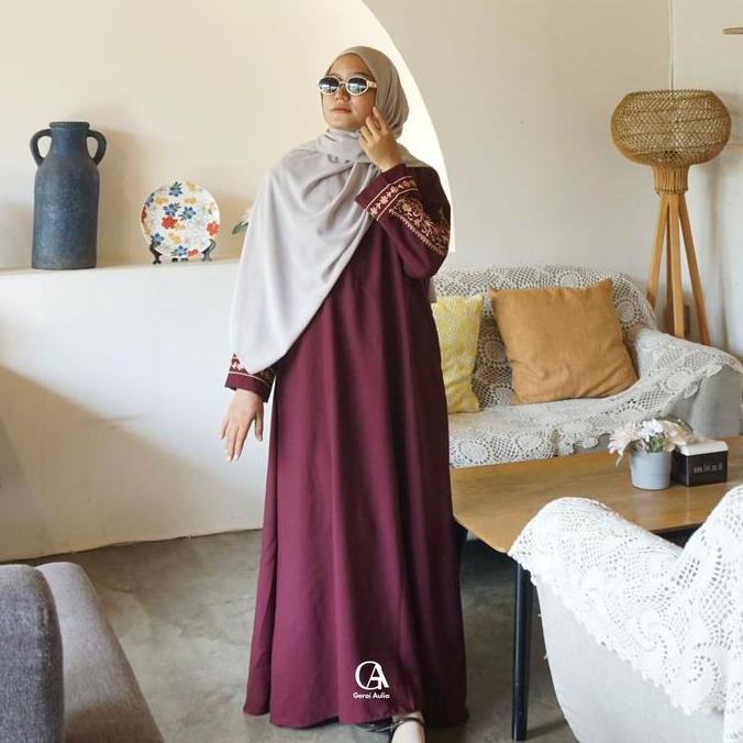 Abaya Medina by Gerai Aulia Gamis Muslim Arabian Bordir Premium Dress Lebaran Mewah Syari Terlaris