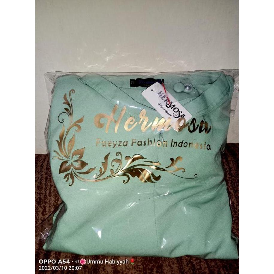 [Gamis Hermosa] Gamis polos opnesel hermosa warna hijau mint-gamis hijau soft Muslim Lembut Kancing 