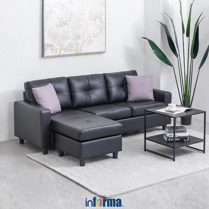 Promo Informa - Informa Berwick Sofa Sectional Kulit - Hitam Diskon