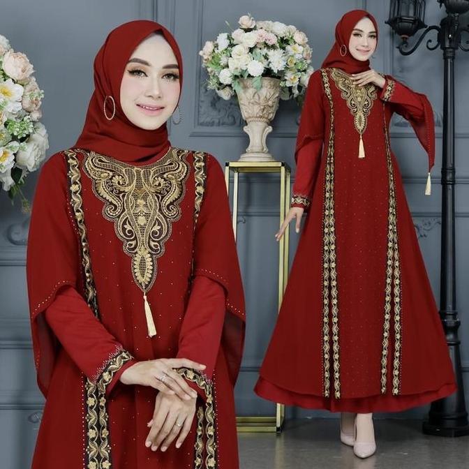 GAMIS ABAYA TURKEY BORDIR TERBARU SYAHRINI  COUPLE DRESS IBU DAN ANAK Muslim Terlaris