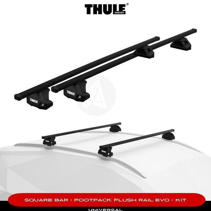 THULE CROSS BAR MOBIL JEPIT FLUSH RAIL UNIVERSAL BLACK ORIGINAL 7106 ORIGINAL DAN TERPERCAYA