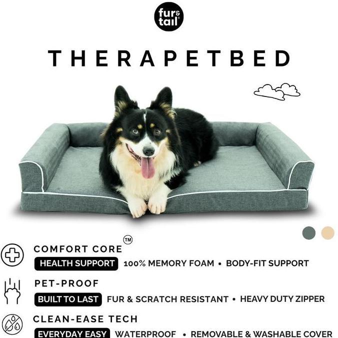 Fur&Tail THERAPETBED - Tempat Tidur Anjing Waterproof - Pet bed - Ranjang Anjing - Waterproof Pet Be