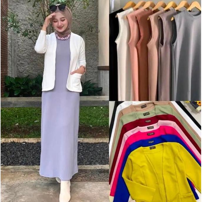 SET BLAZER SCUBA INNER KNIT PREMIUM