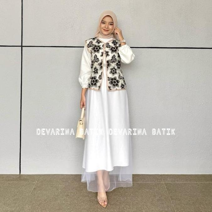 Devarina - Mirela Setelan Wanita Atasan Lengan Panjang Dan Rok Tutu Modern Baju Kondangan Baju Brids