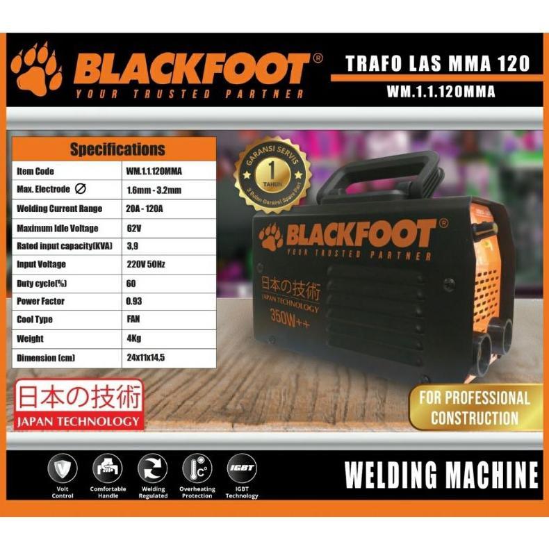 BLACKFOOT Mesin Las 350watt+ 120A Trafo las Terlaris japan