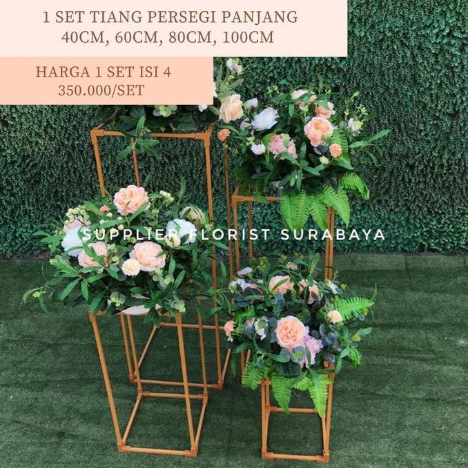 Diskon [Ecer] Tiang Gold Dekorasi Wedding Cagak Gold Backdrop Bunga Tiang