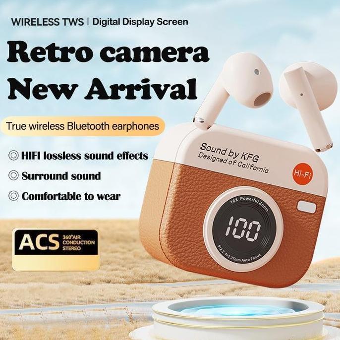 Earphone Bluetooth TWS 5.4 Headphone Nirkabel 9D Stereo Olahraga Earbud LED Mikrofon